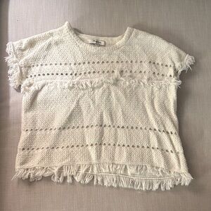 Madewell Cream Fringe Knit Top XS
